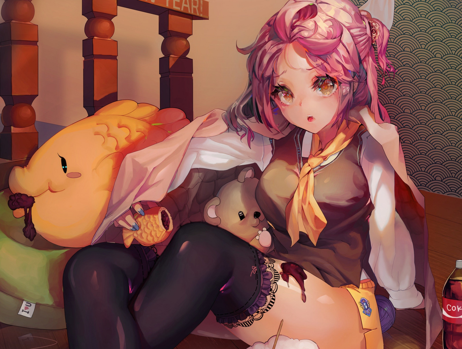 อะนิเมะ, สาวอะนิเมะ, ต้นขาสูง, ตัวละครดั้งเดิม, ผมสีชมพู, การ์ตูน, เสื้อผ้า, ชุดแต่งกาย