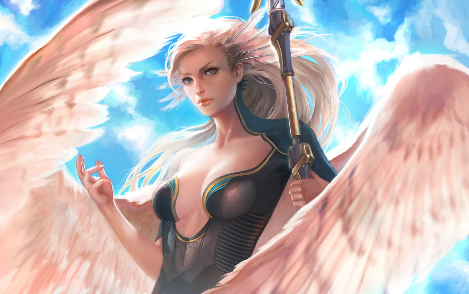 Fantasy art, anime, angelo, Magia, Mercy Overwatch, mitologia, immagine dello schermo, sfondo del computer, personaggio fittizio