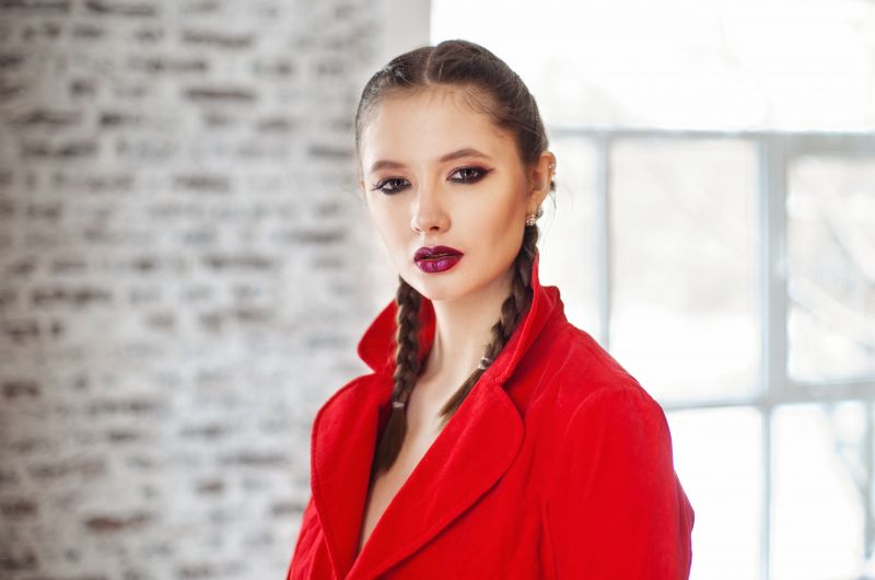 ディシャ・シェメトワ,女性,ポートレート,赤い口紅,モデル
