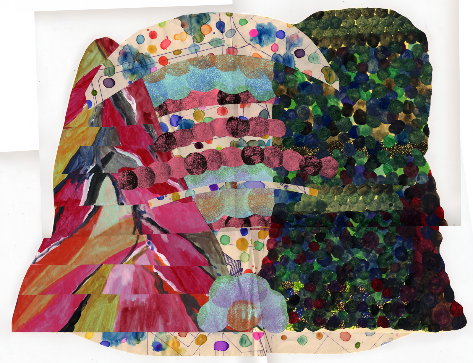 koláž, vzor, UMĚNÍ, akryl, textil, akvarely