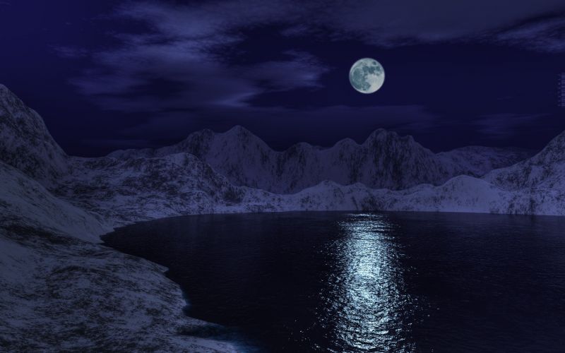 noc, 3D, poskytnout, odraz, Země, Měsíc