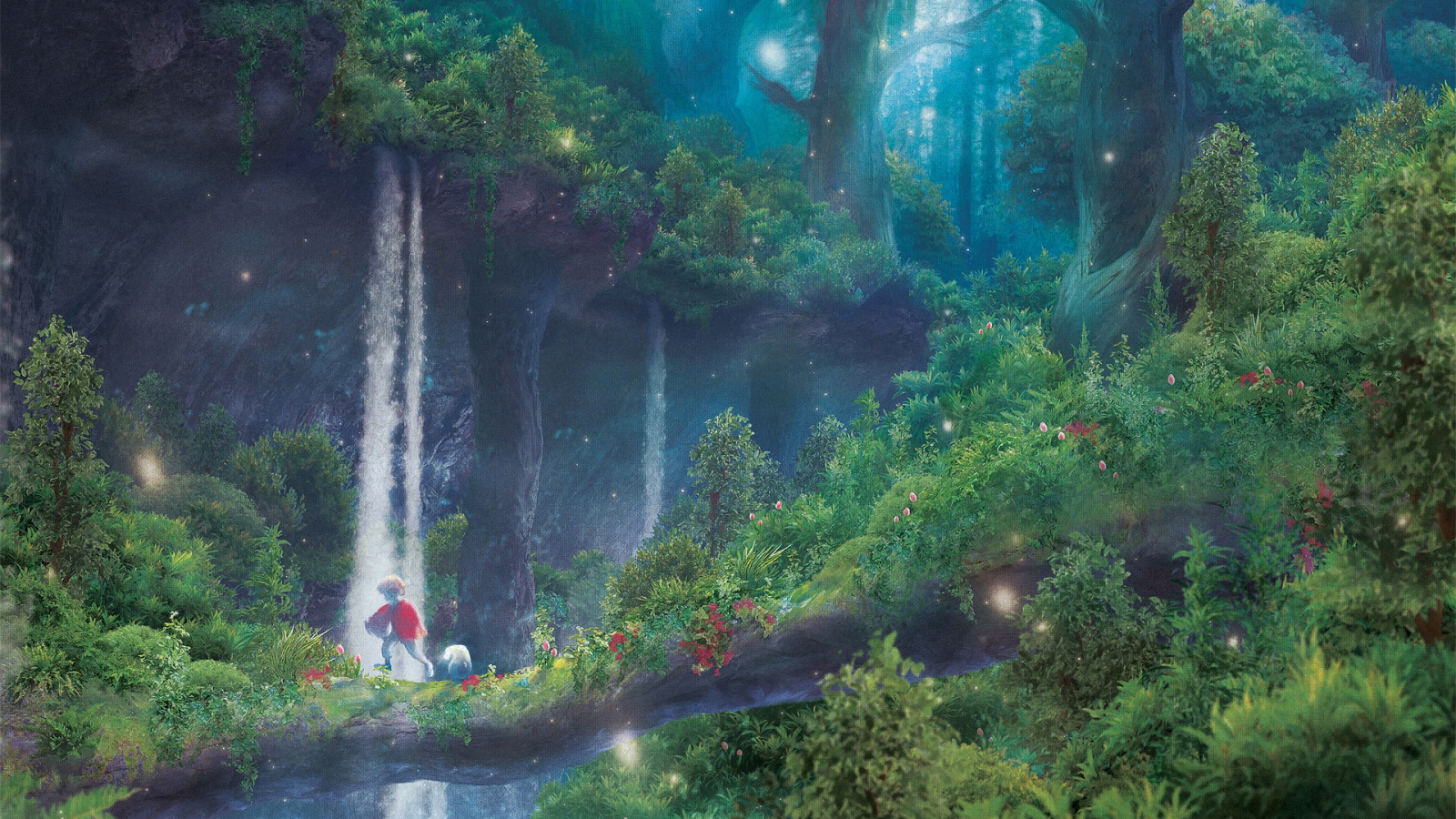 les, Příroda, vodopád, květiny