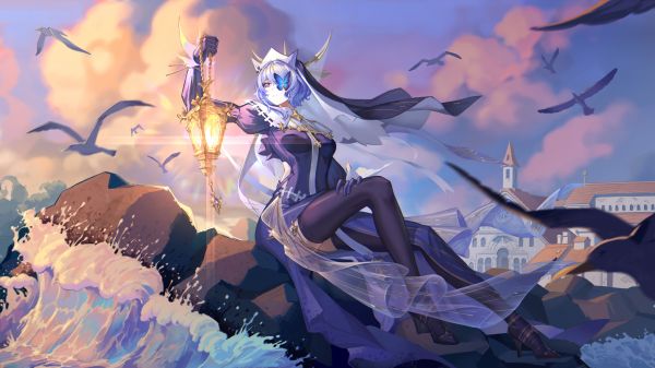 animals,Arknights,looking away,Whisperain Arknights,sea,looking sideways
