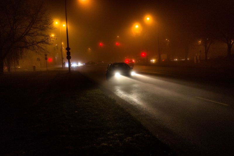 nat, vej, gadebelysning, bane, atmosfære, lys