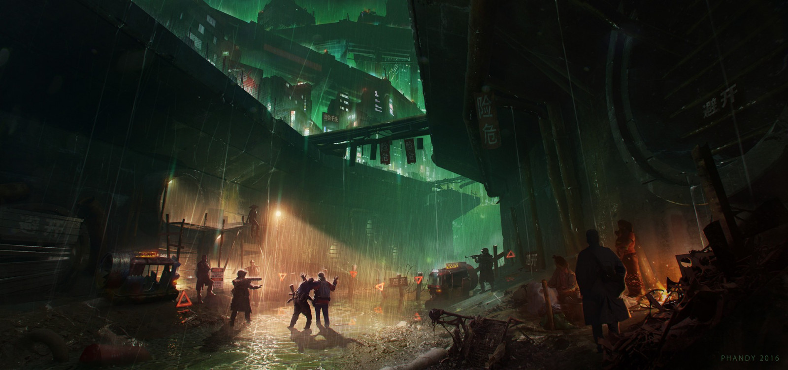 digitální umění, cyberpunk, déšť, půlnoc, tma, Snímek obrazovky, počítač tapeta, zvláštní efekty, pc hry