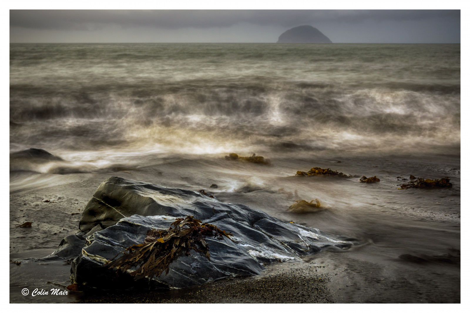 lendalfoot, vlny, moře, Skála, Ayrshire, Sony, ilce6000, Ailsa, Craig