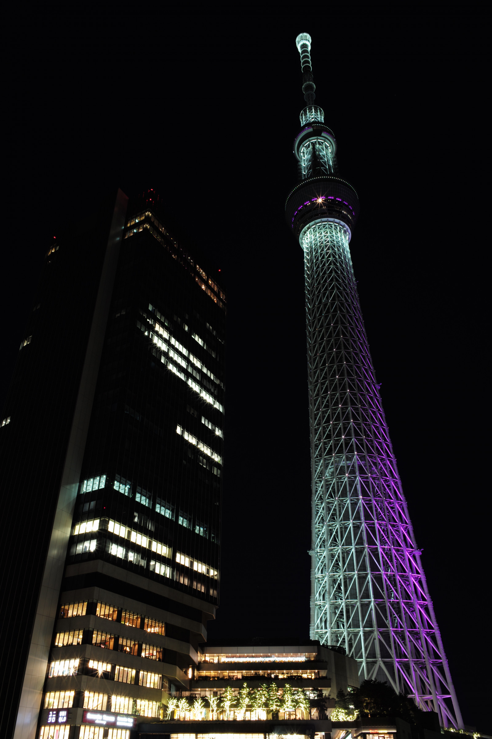 panoráma města, noc, architektura, symetrie, panoráma, mrakodrap, věž, Leica, metropole, Tokio, M, Skytree, světlo, mezník, Tokyo Sky Tree, typ240, čisté nebe, ELMARIT, elmarit12828asph, fuyumiyabi