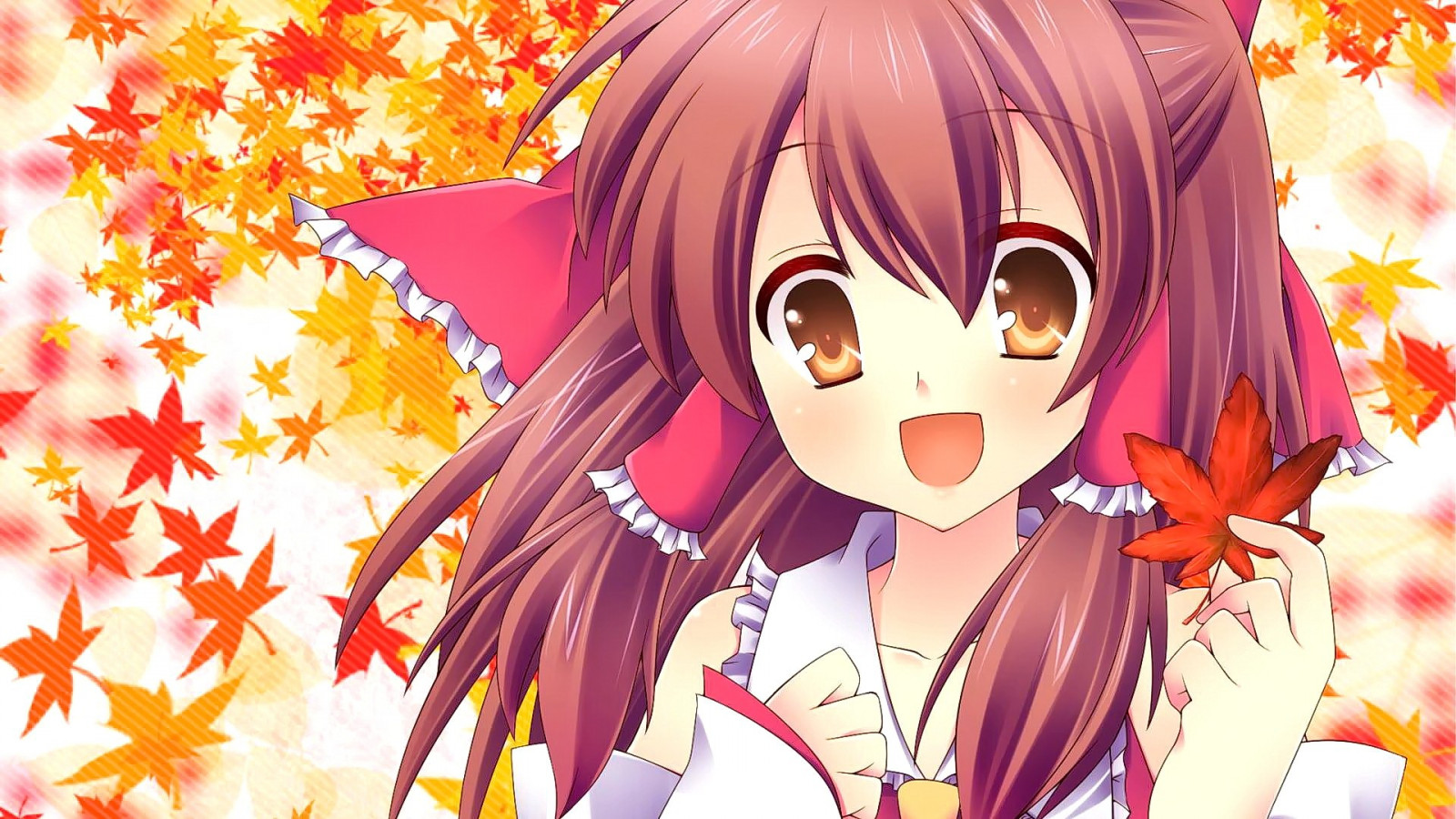 le foglie, illustrazione, anime, anime girls, Touhou, Hakurei Reimu, immagine dello schermo, mangaka