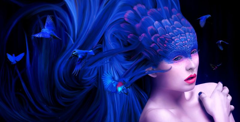 ilustrace, fantasy umění, umělecká díla, tma, modrý, barva ilustrace, fantasy umění, umělecká díla, tma, modrý, barva
