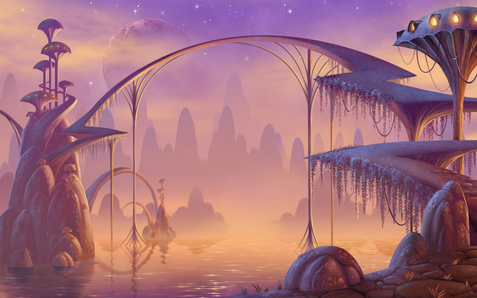 fantasy umění, západ slunce, svítání, večer, ráno, soumrak, Bejeweled, Bejeweled 3, Beyond Reality, svítání, Snímek obrazovky, počítač tapeta