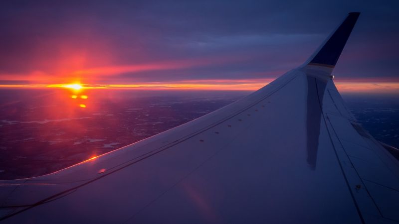 himmel, fly, sollys, solnedgang, afspejling, fly