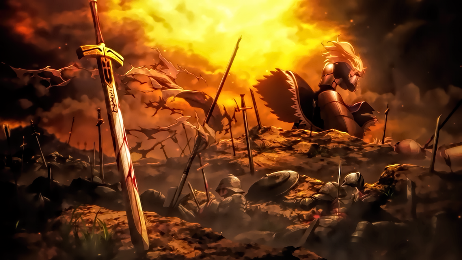 Wallpaper : night, evening, fire, Saber, Fate Stay Night Unlimited ...