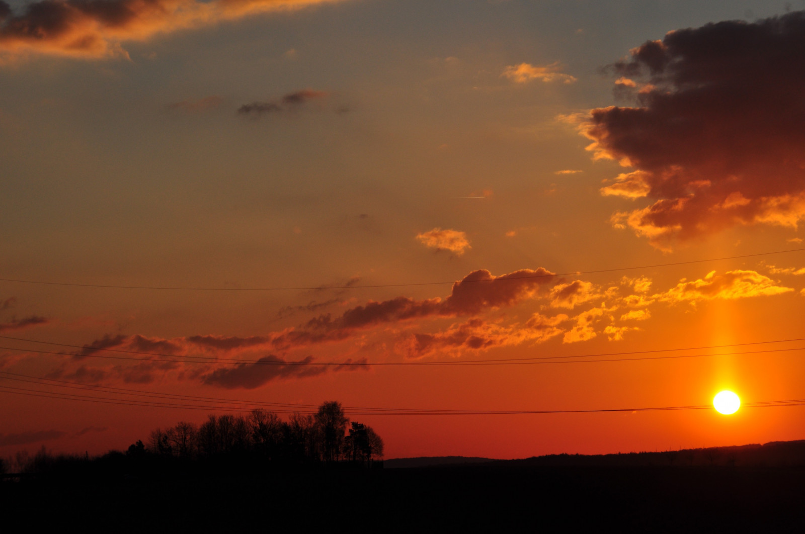 zonlicht, zonsondergang, hemel, wolken, zonsopkomst, avond, ochtend-, Zon, horizon, atmosfeer, schemer, stroomkabels, wolk, dageraad, 4288x2848 px, nagloed, morgenrood