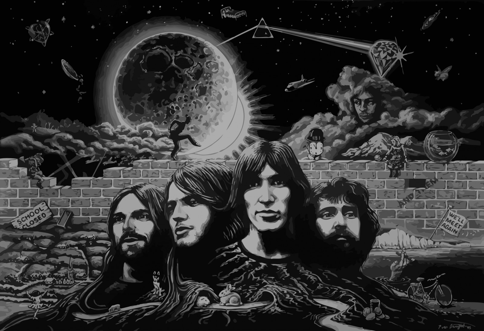 3357x2296 px, klasický rock, Pink Floyd, Skála