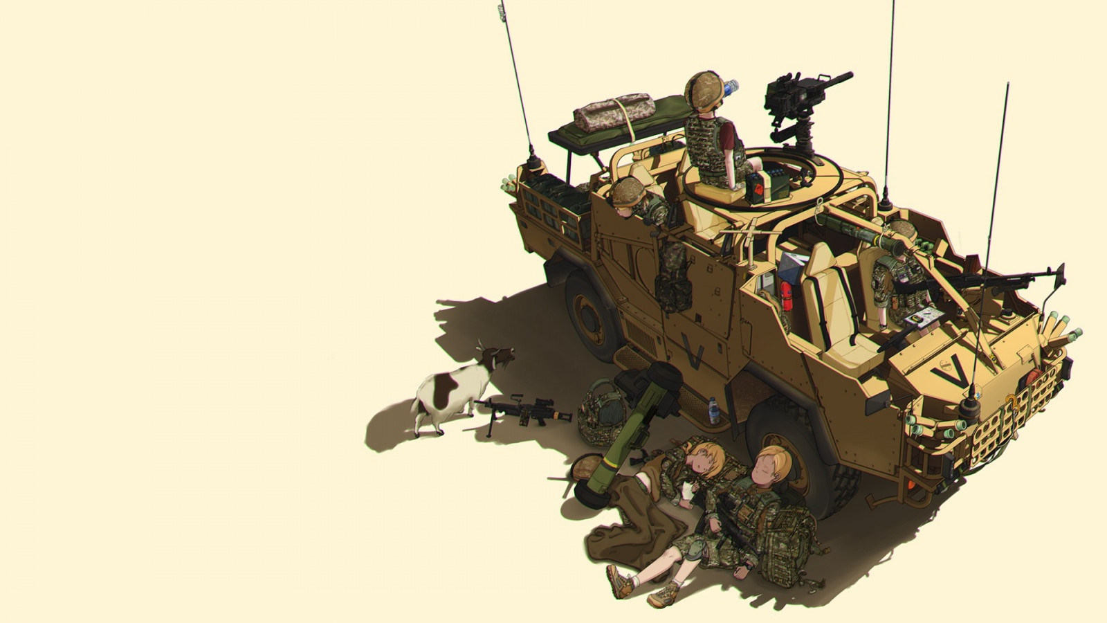 illustrazione, arte digitale, anime, veicolo, militare, macchina, APC, mecha, pistola revolver