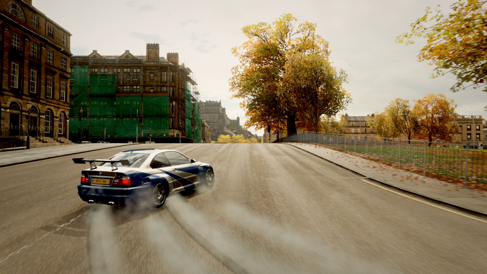 BMW, BMW M3 E46, E 46, Forza Horizon 4, Potřeba rychlosti, Need for Speed ​​Most Wanted, Drifting, BMW M3 E46 GTR, BMW E46, BMW řady 3, západ slunce, podzim