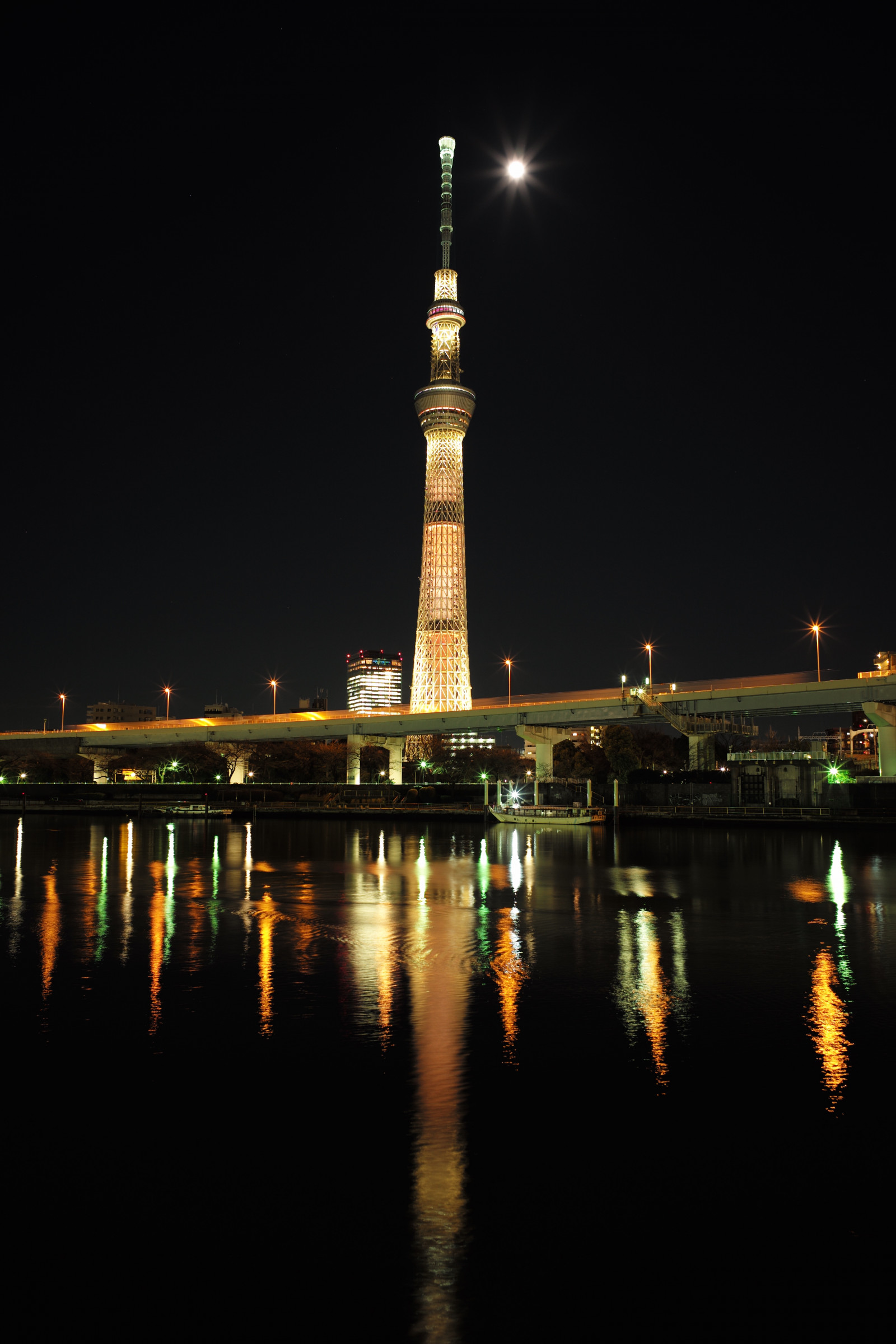 panoráma města, noc, architektura, odraz, panoráma, večer, věž, most, soumrak, Leica, Tokio, M, Skytree, světlo, tma, mezník, Tokyo Sky Tree, typ240, brownchocolat, ELMARIT, sumdariver, elmarit12828asph