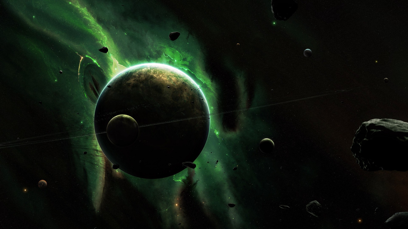 digital art, planéta, priestor, space art, zelená, hmlovina, atmosféra, vesmír, astronómie, tma, screenshot, atmosféra Zeme, vonkajší priestor, astronomický objekt