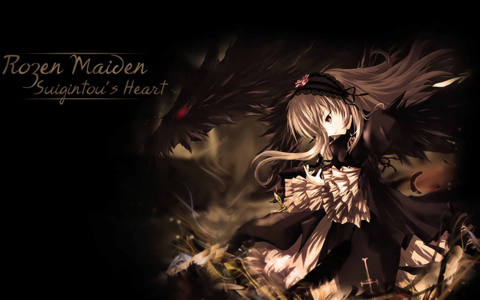 anime, anime girls, Rozen Maiden, Suigintou, mezzanotte, oscurità, immagine dello schermo, 1680x1050 px, sfondo del computer, personaggio fittizio