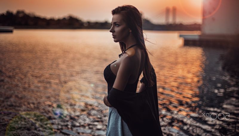 slunečnímu záření, ženy venku, ženy, model, portrét, Černá slunečnímu záření, ženy venku, ženy, model, portrét, Černá