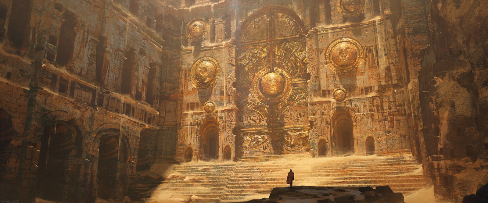 Oliver Beck, umělecká díla, ilustrace, architektura, starověký, poušť