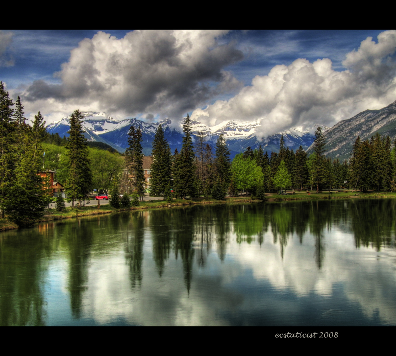 nebe, mrak, hora, odraz, strom, zelená, Příroda, řeka, Bravo, Casio, luk, Banff, HDR, anawesomeshot, ecstaticist, exf1, Httpwwwecstaticistcom
