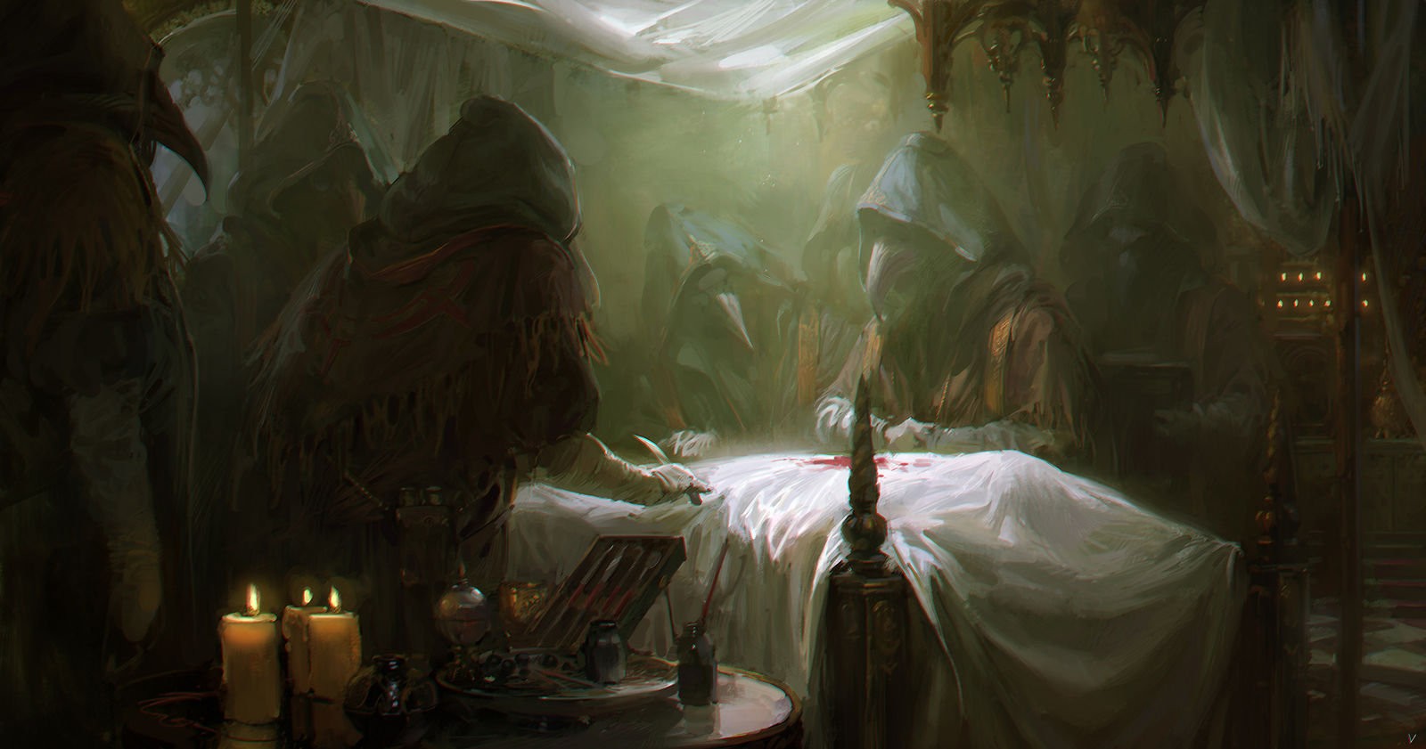 morové lékaři, tma, Snímek obrazovky