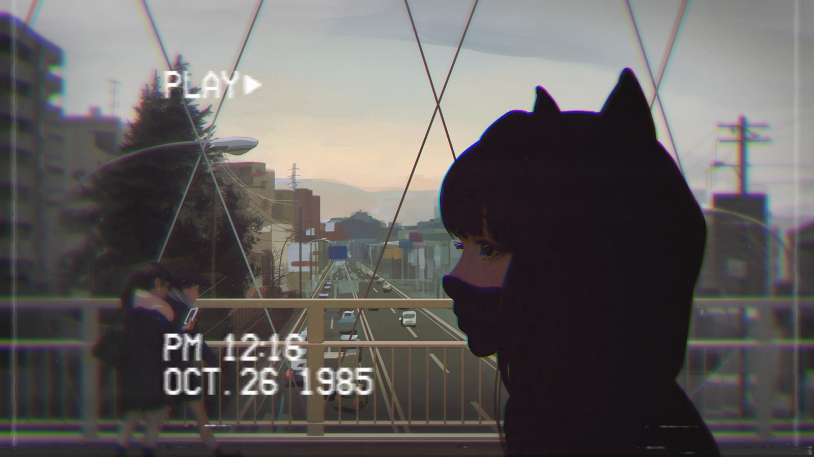 Wallpaper sad, artwork, morning, mask, anime, toxic 1920x1080