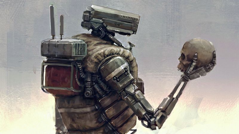 1920x1080 pikseli,Praca plastyczna,futurystyczny,robot,czaszka