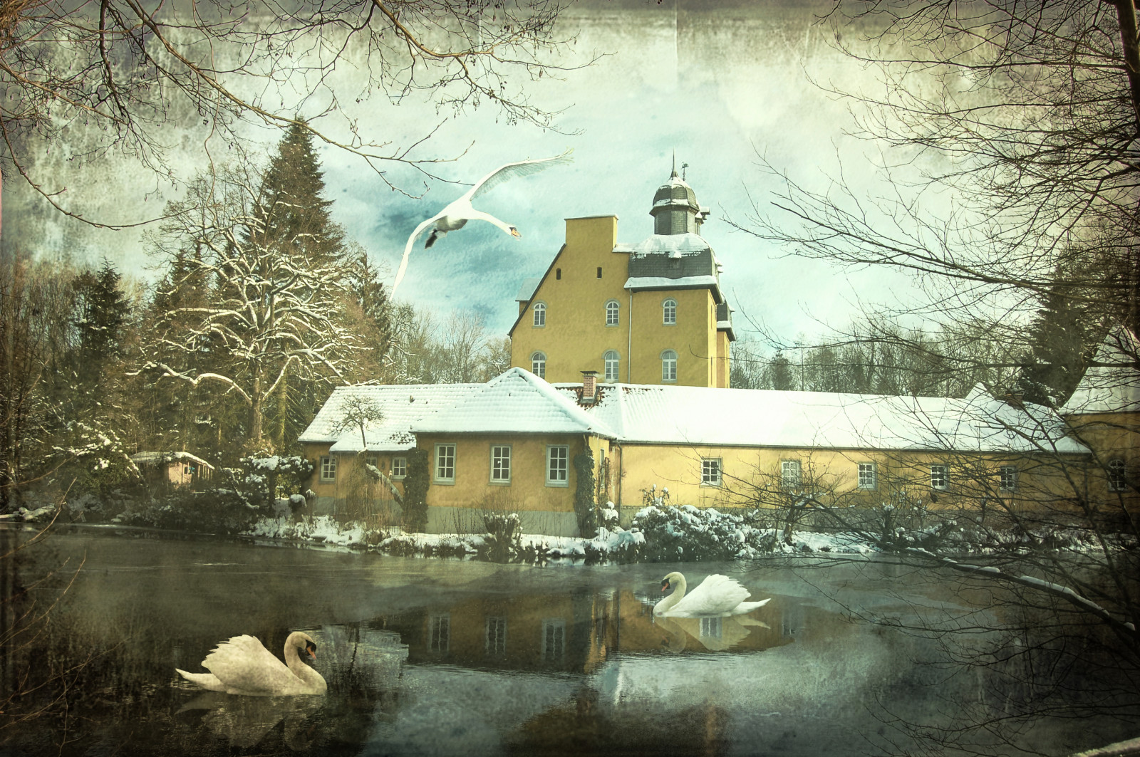 blå, vinter, sø, sne, slot, struktur, is, natur, Photoshop, svane, fe, kreative fællesheder, romantisk, Poesie, tistheseason, Tschaikowsky, ourtime, exploreworthy, awardtree, artistictreasurechest, miasbest, daarklands, trolledproud, mara earthlight, imagofabulae