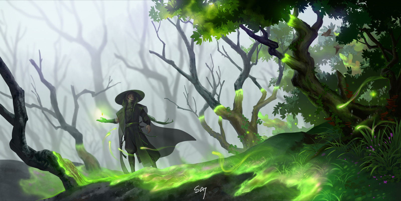 digital art, artwork, illustration, fantasy art, environment, nature, trees, forest