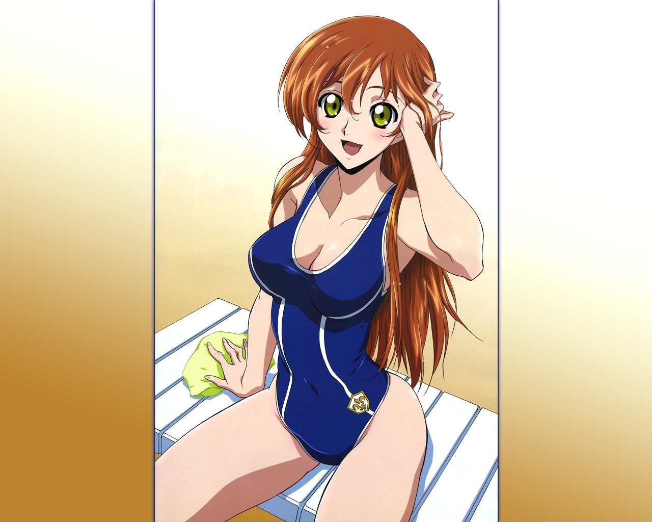 ilustrace, dlouhé vlasy, anime, anime dívky, Code Geass, kreslená pohádka, černé vlasy, vlasy, plavky, Shirley Fenette, mangaka