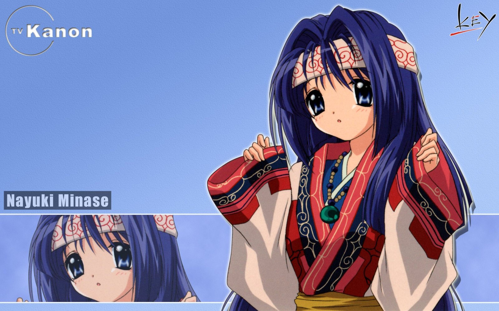 cosplay, anime, bruneta, umělecká díla, kreslená pohádka, kimono, oblečení, Kanon, Minase Nayuki, dívka, kostým, Snímek obrazovky, mangaka