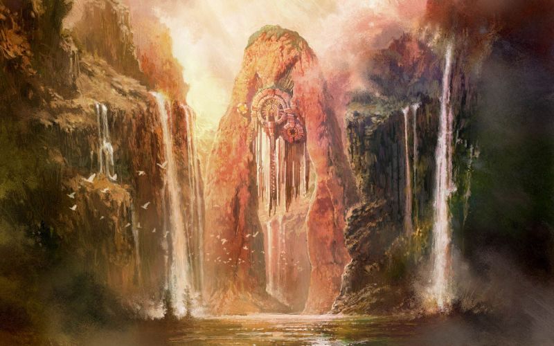 2000x1250 px, fantasy umění, vodopád 2000x1250 px, fantasy umění, vodopád