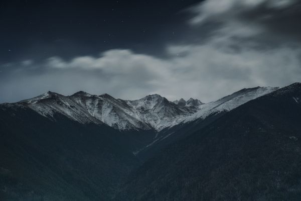 landscape,nature,mountains,snow,clouds,starry night