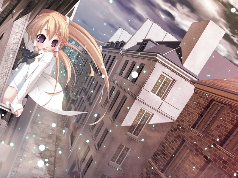 bionda, anime, ragazza, città, la neve, Immagine bionda, anime, ragazza, città, la neve, Immagine