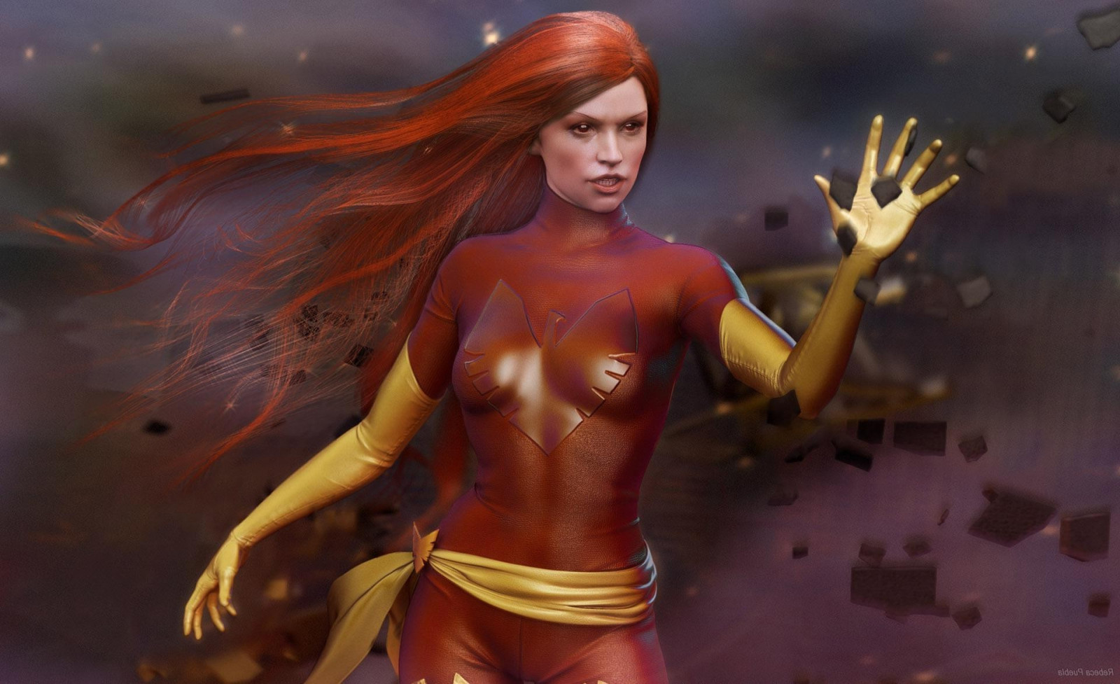 anime, opera d'arte, X-Men, EROINE, mitologia, Jean Gray, dark Phoenix, immagine dello schermo, sfondo del computer, personaggio fittizio, donna guerriera, 1920x1173 px