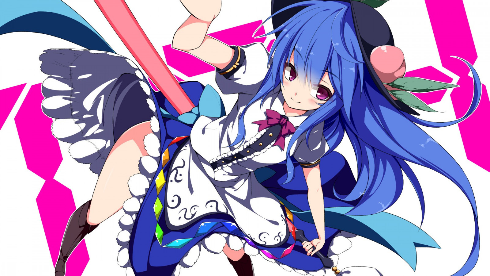 ilustrace, anime, anime dívky, umělecká díla, Touhou, Hinanawi Tenshi, mangaka