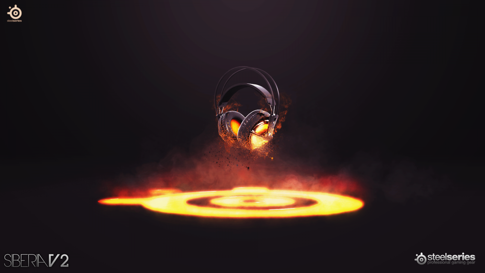 Wallpaper digital art, fire, headphones, headsets, SteelSeries