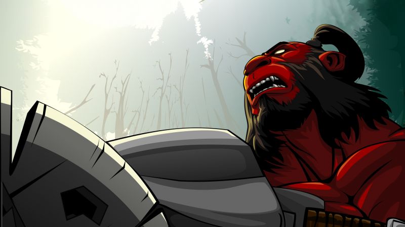 ilustrace, kreslená pohádka, Sekera, Dota 2, UMĚNÍ, anime ilustrace, kreslená pohádka, Sekera, Dota 2, UMĚNÍ, anime
