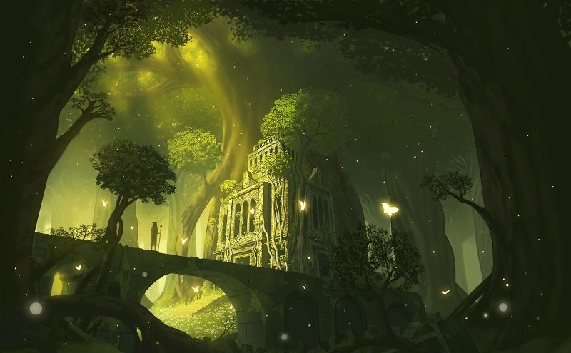 1600x990 px,fantasy art,skog,trær