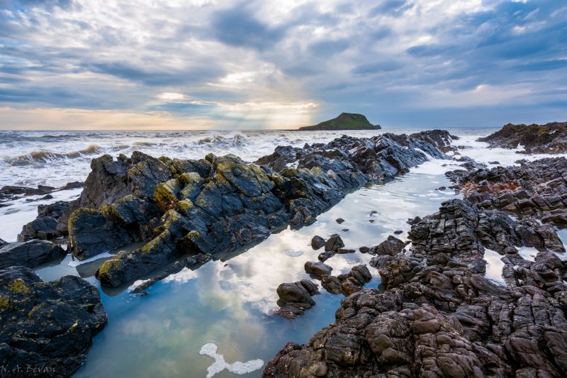 mer,ciel,plage,Swansea,lumière,réflexion