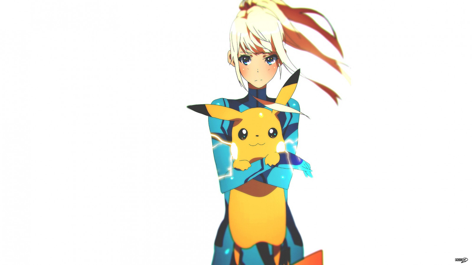 Illustration, Anime, Karikatur, Pok mon, Metroid, Samus Aran, Pikachu, Tom Skender, Zero Anzug Samus