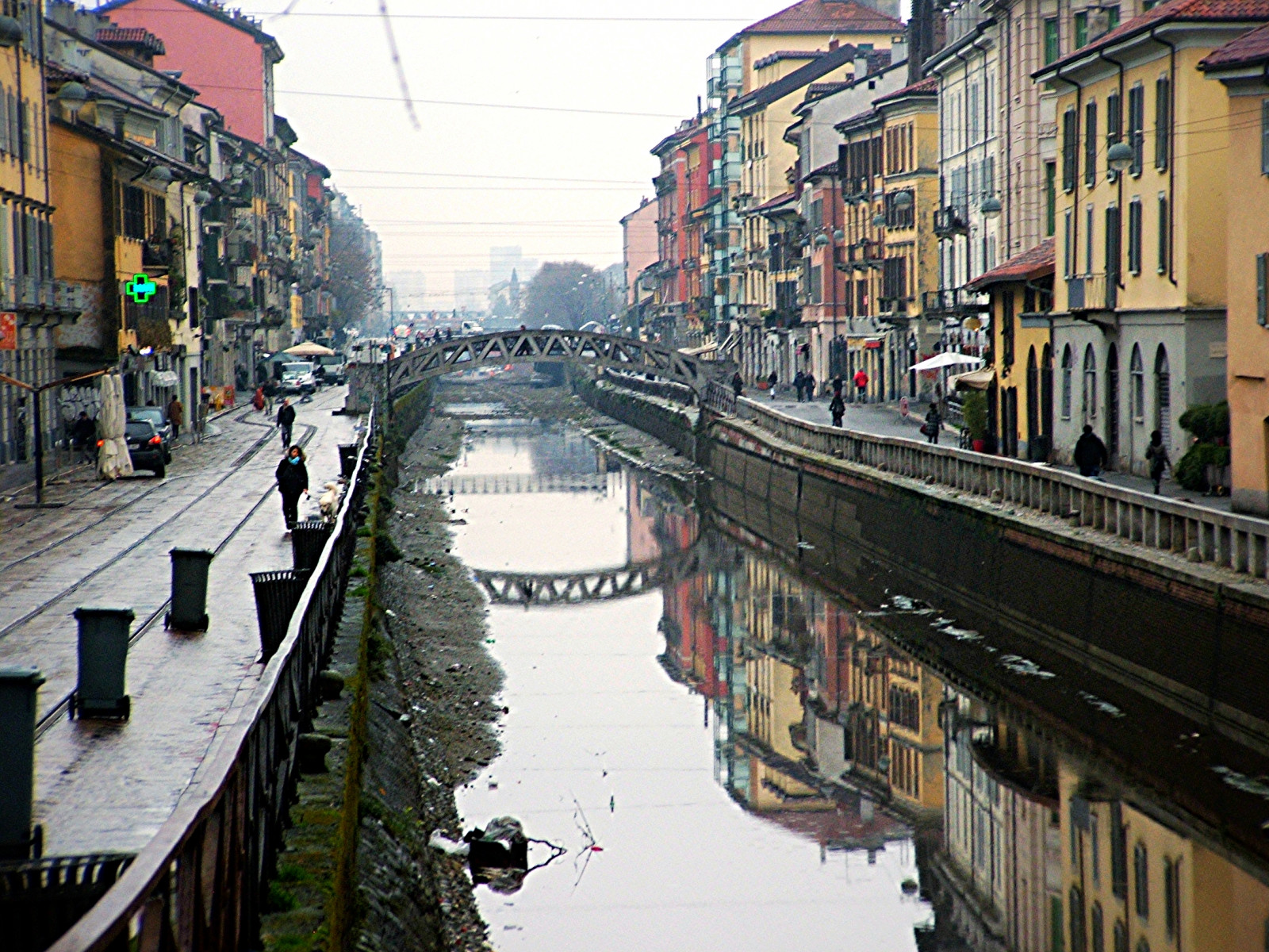ulice, město, most, zima, městský, voda, zrcadlo, aqua, eau, wasser, Italia, ponte, přes, pont, litovat, acqua, inverno, kapalina, slezina, Canale, citta, Metropolitano, milanese, Starda
