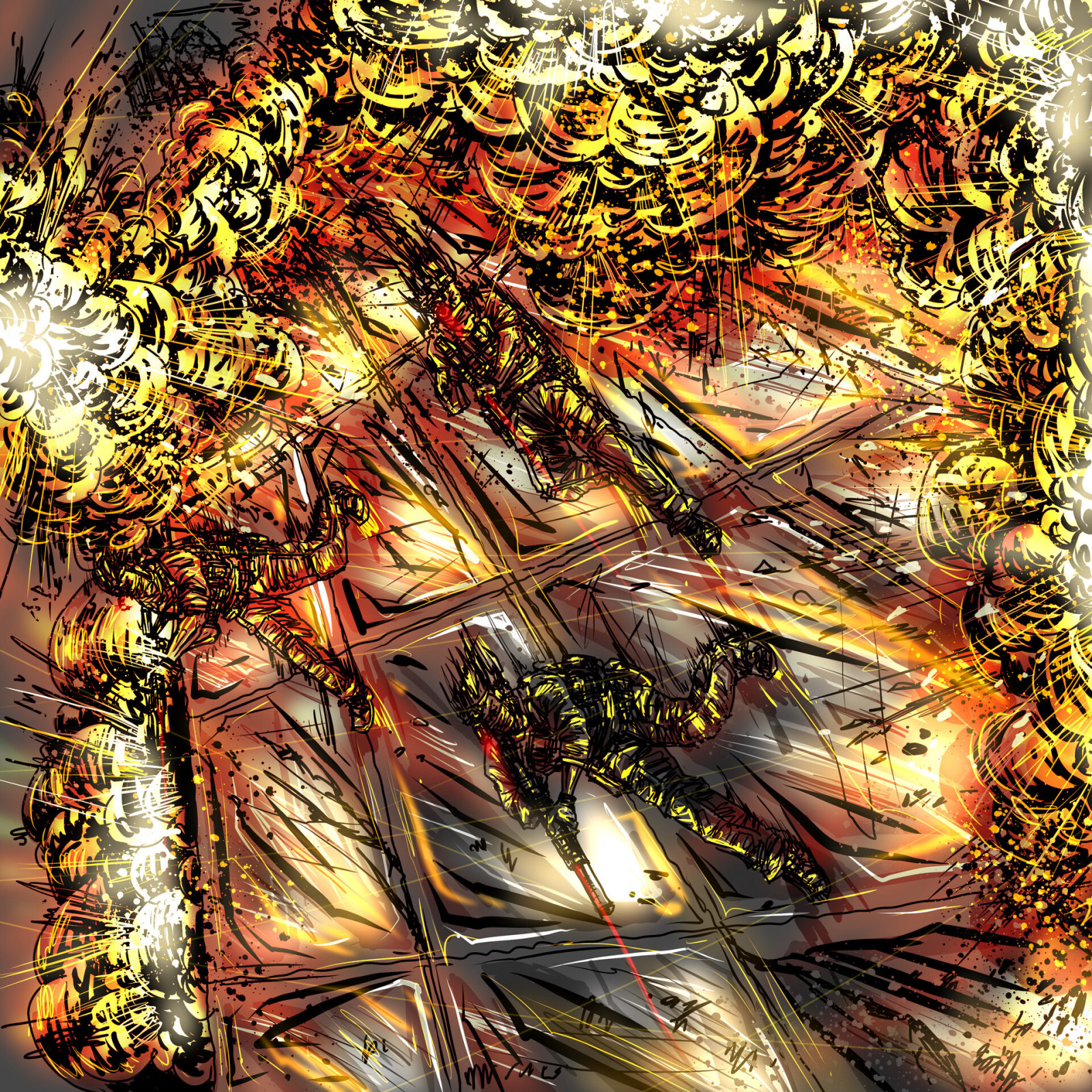 Wallpaper : illustration, military, explosion 1920x1920 - bestestimes ...