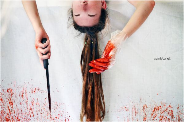girl,hair,blood,chica,knife,freckles