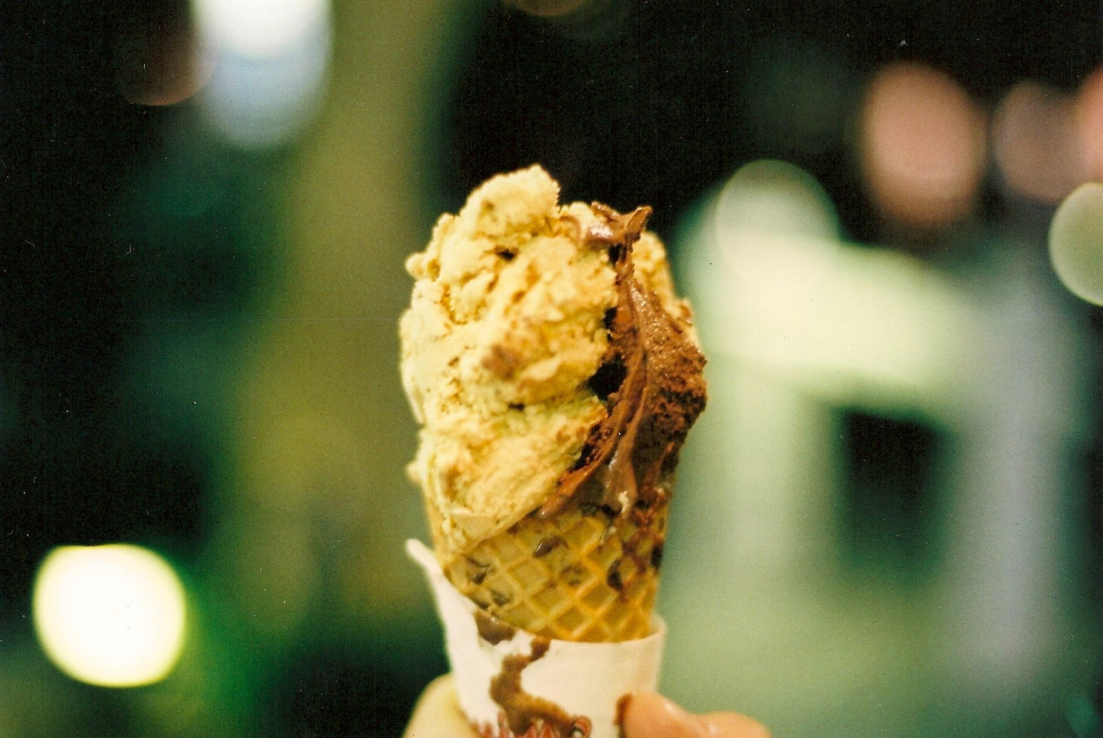 jídlo, Dovolená, film, led, dezert, 50mm, kužel, ISO400, čokoláda, Krém, krém, karamel, lískový oříšek, Nikonf55