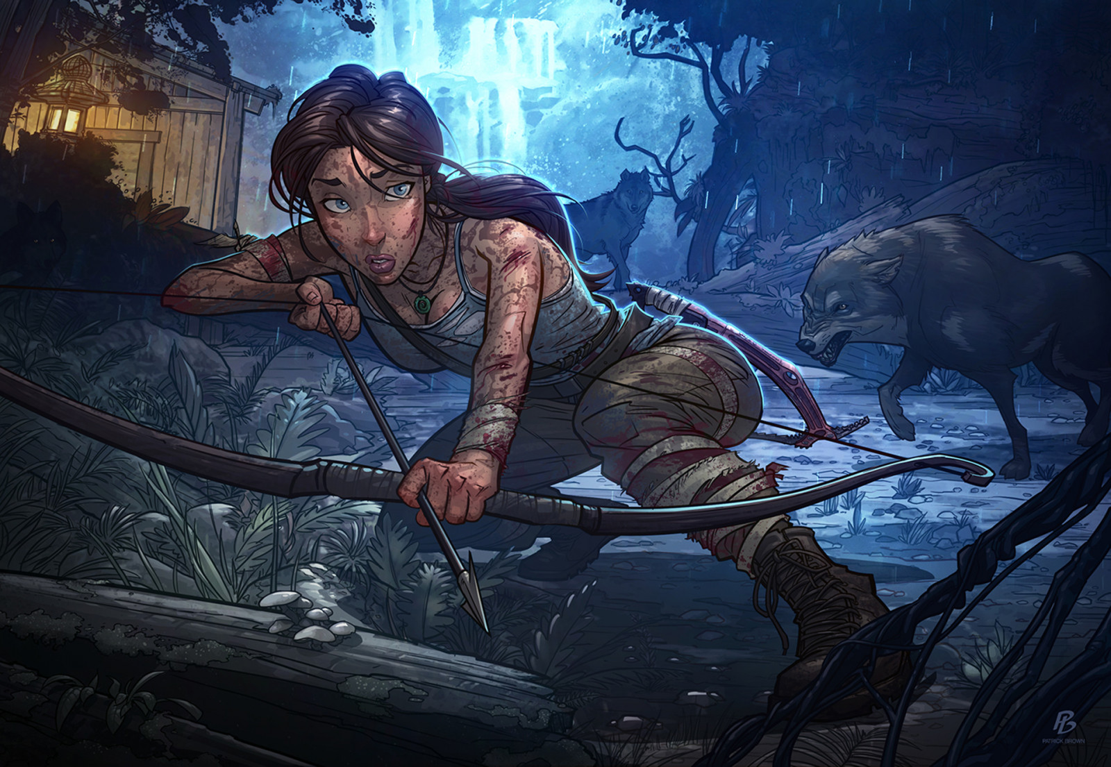 Lara Croft, Tomb Raider, Patrick Brown, UMĚNÍ, tma, Snímek obrazovky, počítač tapeta, fiktivní postava, konečné znění
