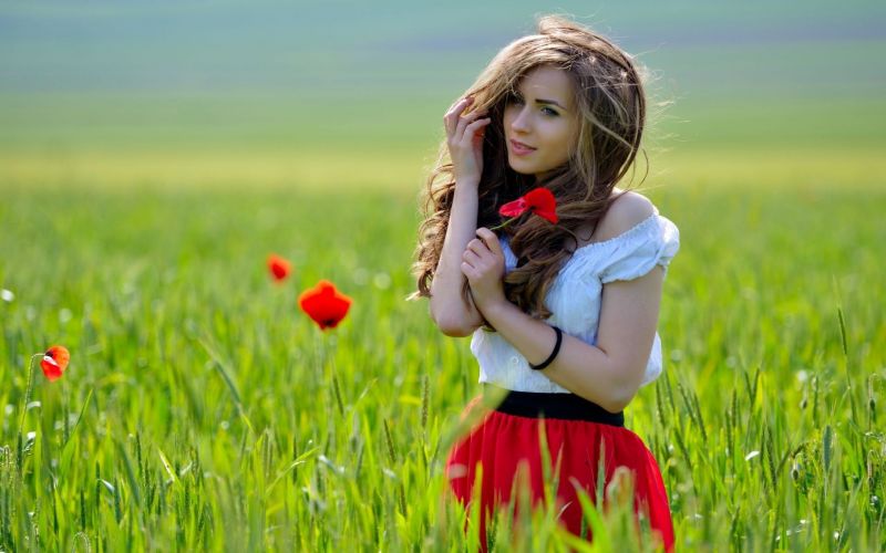 ženy venku, ženy, model, květiny, hloubka pole, dlouhé vlasy ženy venku, ženy, model, květiny, hloubka pole, dlouhé vlasy