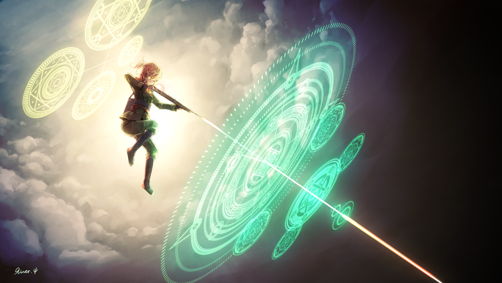 illustration, kanon, Youjo Senki, Tanya Degurechaff, magi, militær, vinge, skærmbillede, computer tapet, atmosfære af jord, fiktiv karakter